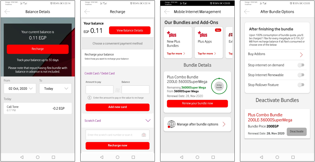 Vodafone Єгипет: підключення місцевої SIM-картки та робота програми самообслуговування, осінь 2020